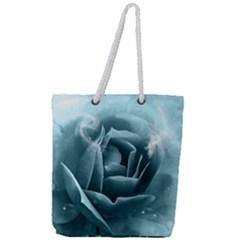 Beautiful Blue Roses With Water Drops Full Print Rope Handle Tote (large) by FantasyWorld7