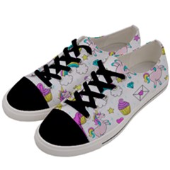 Cute Unicorn Pattern Men s Low Top Canvas Sneakers by Valentinaart