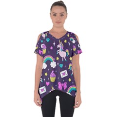 Cute Unicorn Pattern Cut Out Side Drop Tee by Valentinaart