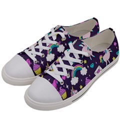 Cute Unicorn Pattern Women s Low Top Canvas Sneakers by Valentinaart