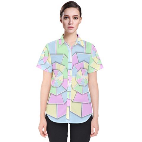 Color Wheel 3d Pastels Pale Pink Women s Short Sleeve Shirt by Nexatart