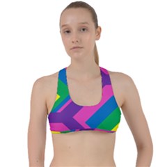 Geometric Rainbow Spectrum Colors Criss Cross Racerback Sports Bra