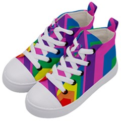 Geometric Rainbow Spectrum Colors Kid s Mid-top Canvas Sneakers by Nexatart