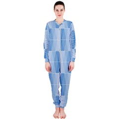 Blue Monochrome Geometric Design Onepiece Jumpsuit (ladies) 