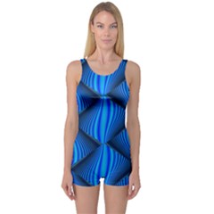 Abstract Waves Motion Psychedelic One Piece Boyleg Swimsuit