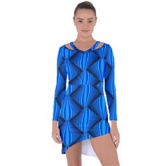 Abstract Waves Motion Psychedelic Asymmetric Cut-out Shift Dress