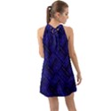 Cobalt Blue Weave Texture Halter Tie Back Chiffon Dress View2