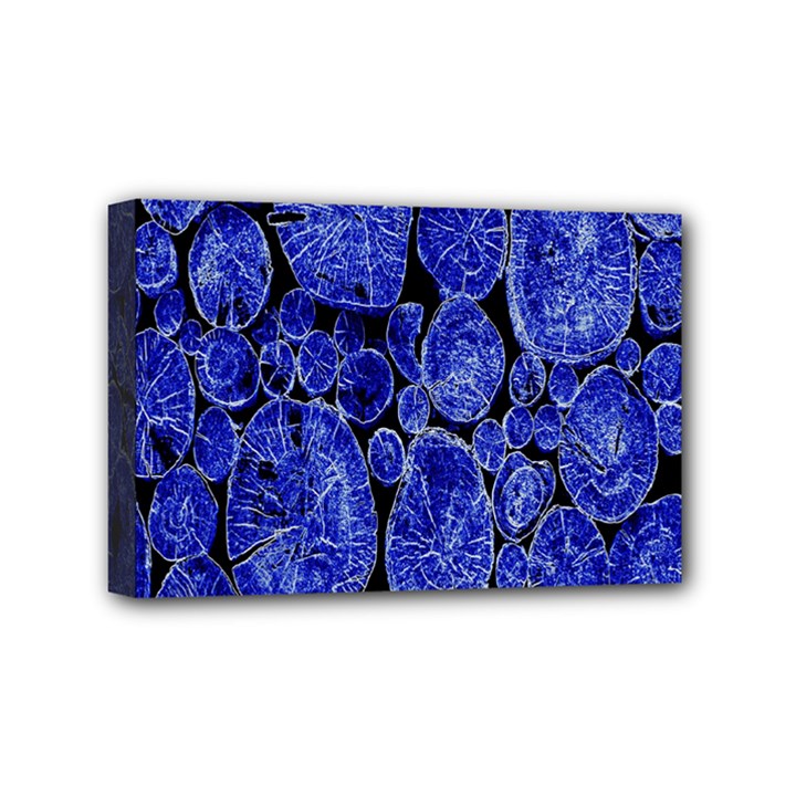 Neon Abstract Cobalt Blue Wood Mini Canvas 6  x 4 