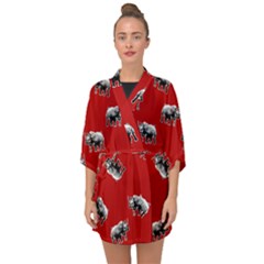 Rhino Pattern Half Sleeve Chiffon Kimono by Valentinaart
