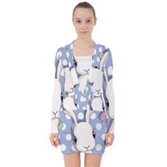 Easter Bunny  V-neck Bodycon Long Sleeve Dress by Valentinaart