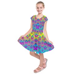 Flowers In The Most Beautiful Sunshine Kids  Short Sleeve Dress by pepitasart