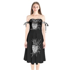 Bird Shoulder Tie Bardot Midi Dress by ValentinaDesign
