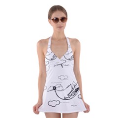 Bird Halter Dress Swimsuit  by ValentinaDesign