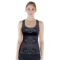 Dark Ethnic Sharp Pattern Racer Back Sports Top by dflcprints