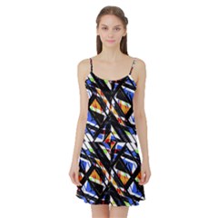 Multicolor Geometric Abstract Pattern Satin Night Slip by dflcprints