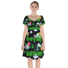 Earth Day Short Sleeve Bardot Dress by Valentinaart
