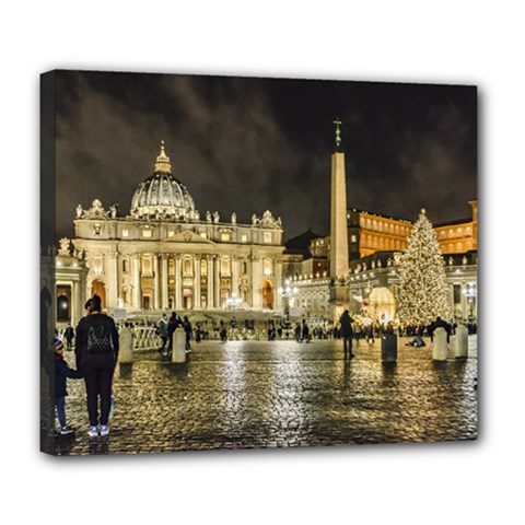 Saint Peters Basilica Winter Night Scene, Rome, Italy Deluxe Canvas 24  X 20   by dflcprints