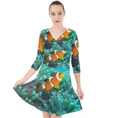 Clownfish 3 Quarter Sleeve Front Wrap Dress by trendistuff