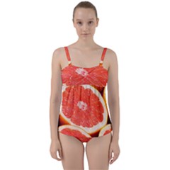 Grapefruit 1 Twist Front Tankini Set