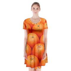 Oranges 2 Short Sleeve V-neck Flare Dress by trendistuff