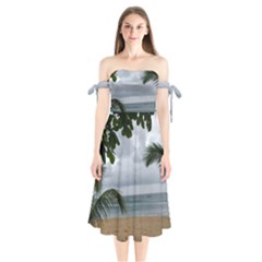 Through The Trees  Shoulder Tie Bardot Midi Dress by StarvingArtisan