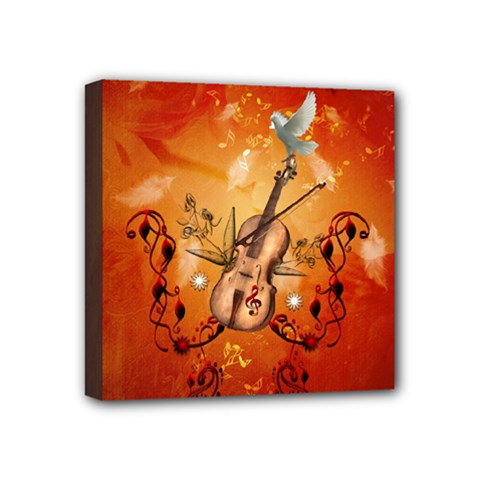 Violin With Violin Bow And Dove Mini Canvas 4  X 4  by FantasyWorld7