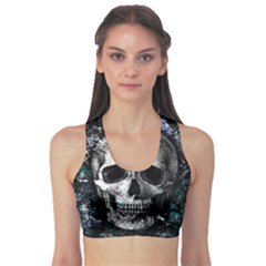 Skull Sports Bra by Valentinaart