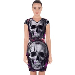 Skull Capsleeve Drawstring Dress  by Valentinaart