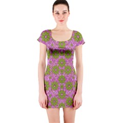 Paradise Flowers In Bohemic Floral Style Short Sleeve Bodycon Dress by pepitasart