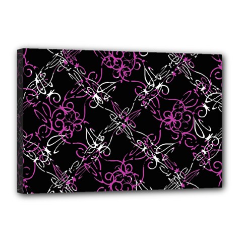Dark Intersecting Lace Pattern Canvas 18  X 12  by dflcprints