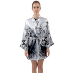 Lion Wildlife Art And Illustration Pencil Long Sleeve Kimono Robe