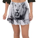 Lion Wildlife Art And Illustration Pencil Fishtail Mini Chiffon Skirt