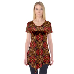 Colorful Ornate Pattern Design Short Sleeve Tunic  by dflcprints
