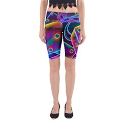 3d Cube Dice Neon Yoga Cropped Leggings by Sapixe