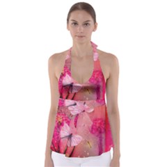 Wonderful Butterflies With Dragonfly Babydoll Tankini Top by FantasyWorld7