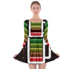 Black Energy Battery Life Long Sleeve Skater Dress by Sapixe