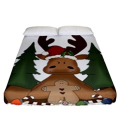 Christmas Moose Fitted Sheet (california King Size) by Sapixe