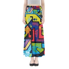 Urban Graffiti Movie Theme Productor Colorful Abstract Arrows Full Length Maxi Skirt by genx