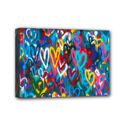 Graffiti Hearts Street Art Spray Paint Rad Mini Canvas 7  X 5  by genx