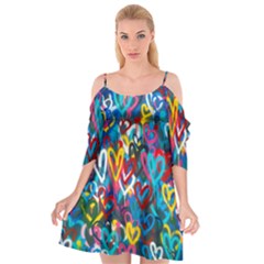 Graffiti Hearts Street Art Spray Paint Rad Cutout Spaghetti Strap Chiffon Dress by genx