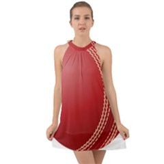 Cricket Ball Halter Tie Back Chiffon Dress