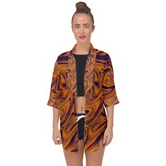 Orange And Purple Liquid Open Front Chiffon Kimono by berwies