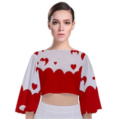 Heart Shape Background Love Tie Back Butterfly Sleeve Chiffon Top by Nexatart