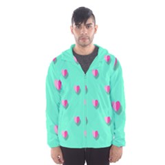 Love Heart Set Seamless Pattern Hooded Wind Breaker (men)