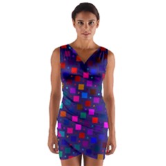 Squares Square Background Abstract Wrap Front Bodycon Dress