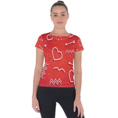 Background Valentine S Day Love Short Sleeve Sports Top 