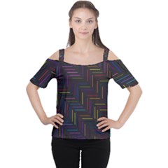 Lines Line Background Cutout Shoulder Tee