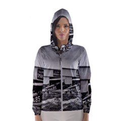 Omaha Airfield Airplain Hangar Hooded Wind Breaker (women)