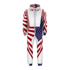A Star With An American Flag Pattern Hooded Jumpsuit (kids)