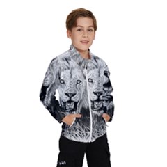 Lion Wildlife Art And Illustration Pencil Wind Breaker (kids) by Nexatart